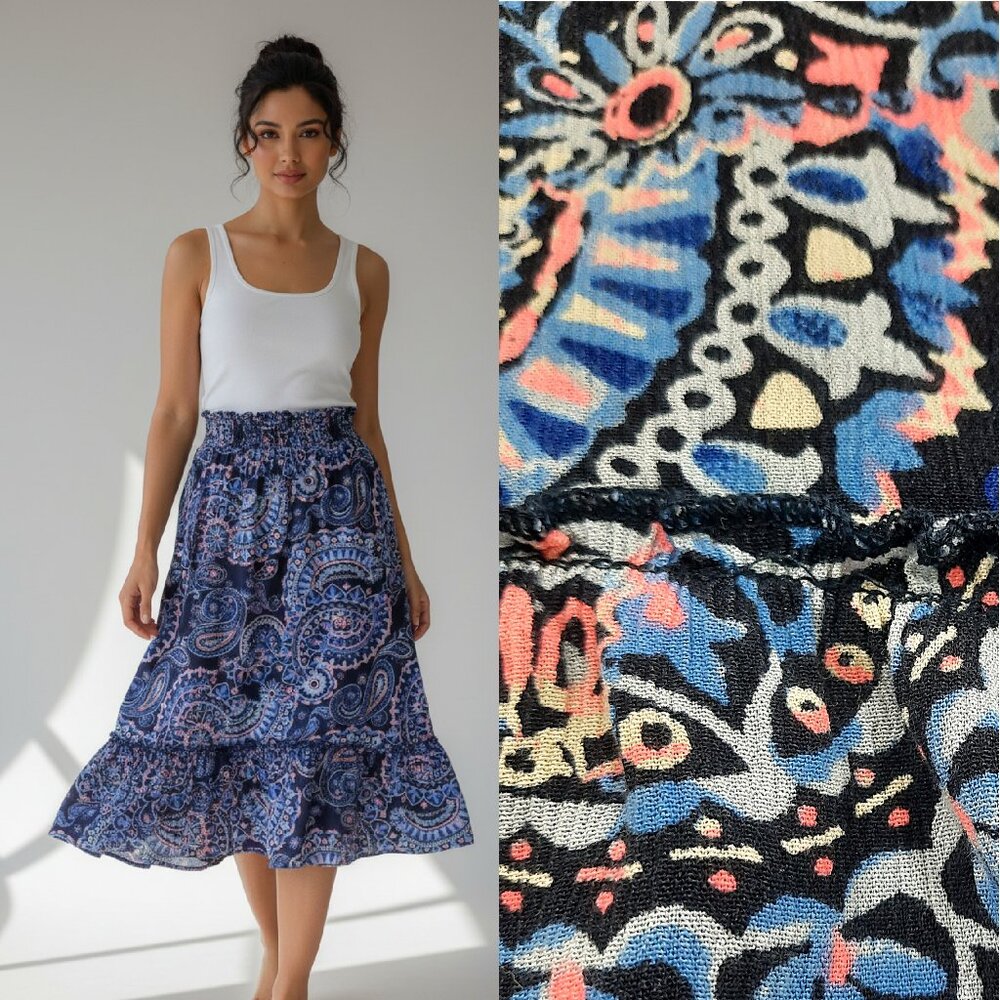 Boho blue paisley midi skirt - Justice brand
